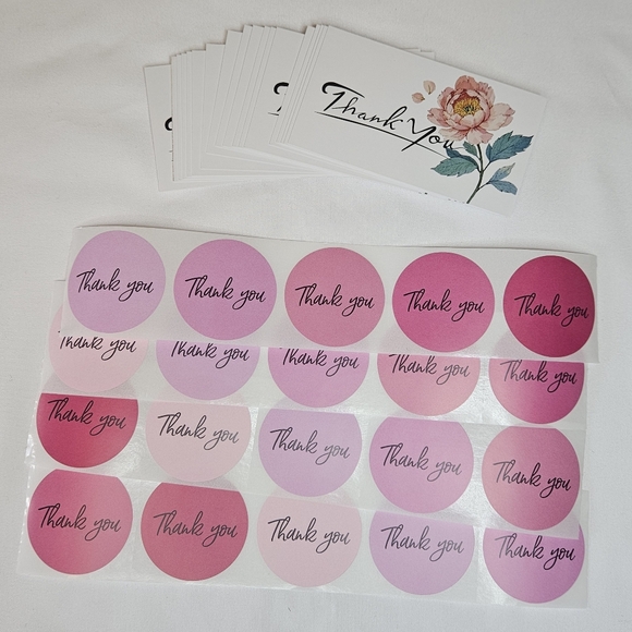 80 Piece Rose Pink Shipping Set - Poly Mailers, Thank You Cards, Stickers NEW - Picture 3 of 5